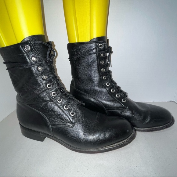 Dan Post Black Leather Lace up Boots - Picture 5 of 6